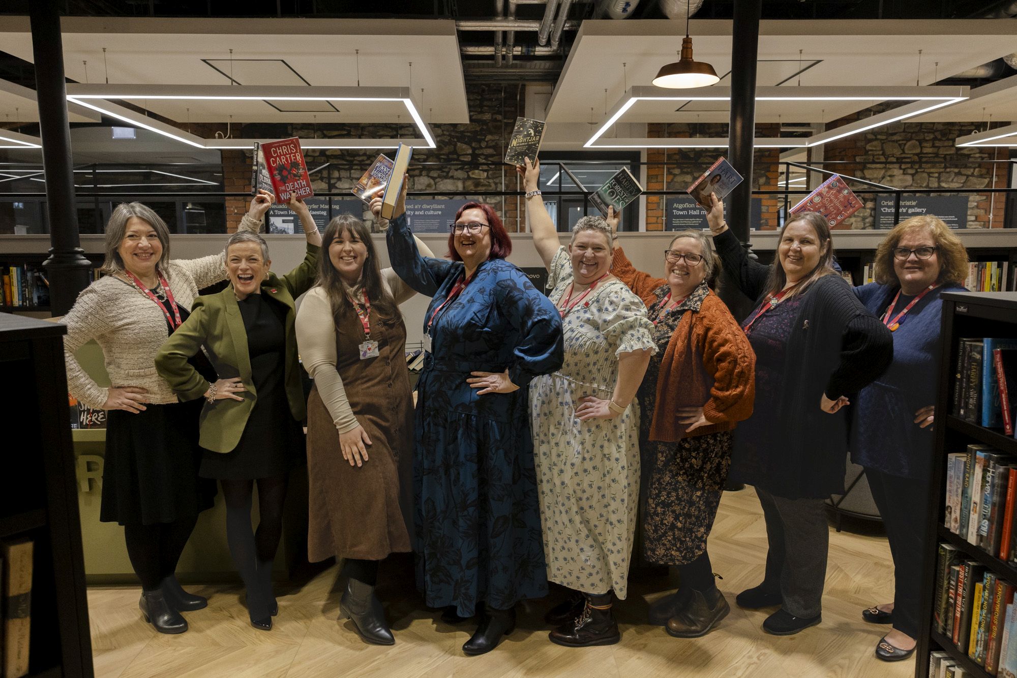 Bridgend Library staff celebrating
