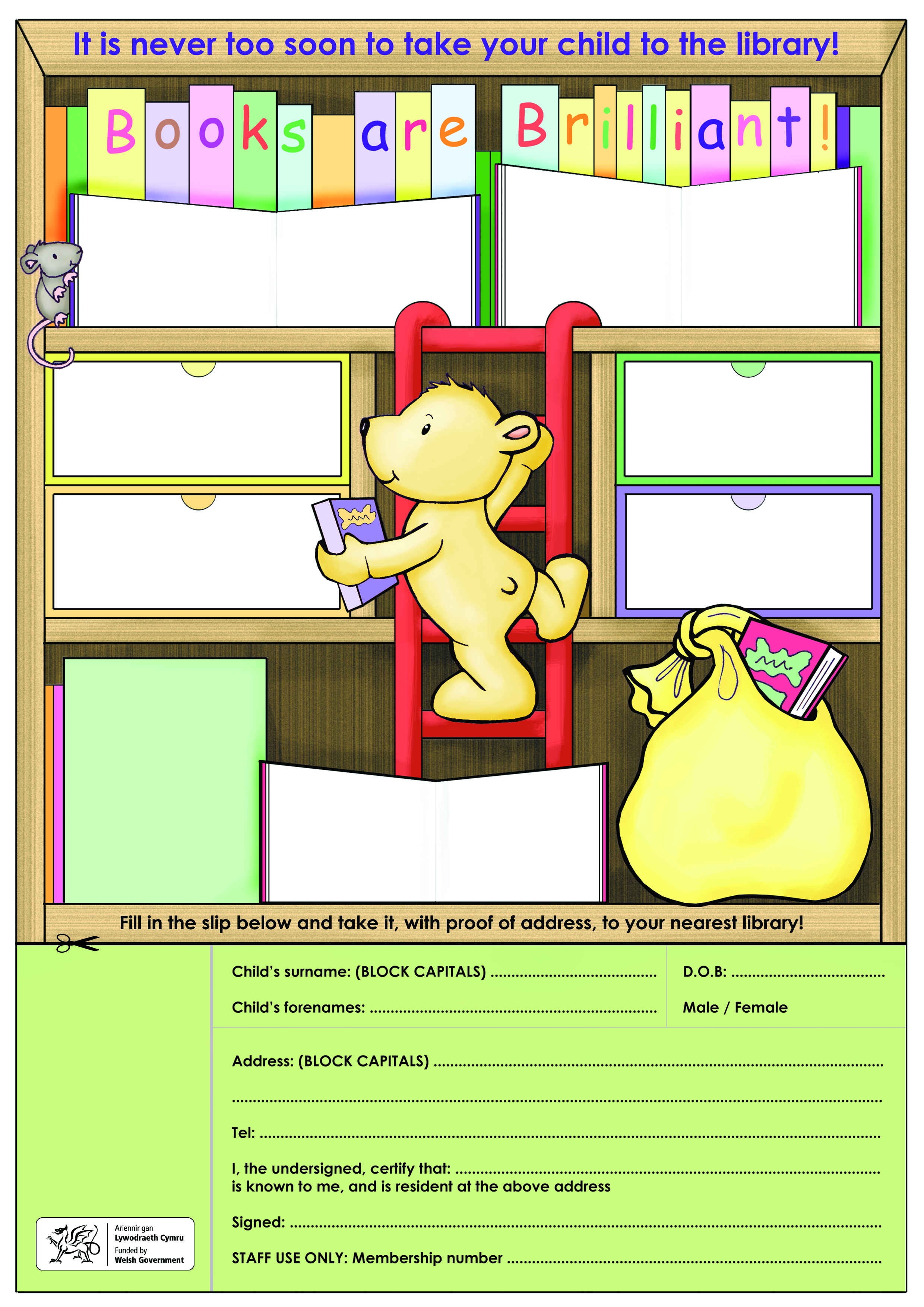 Join the Library Children's Bear Leaflet with form