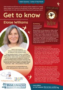 Poster featuring information about Author of the Month Eloise Williams