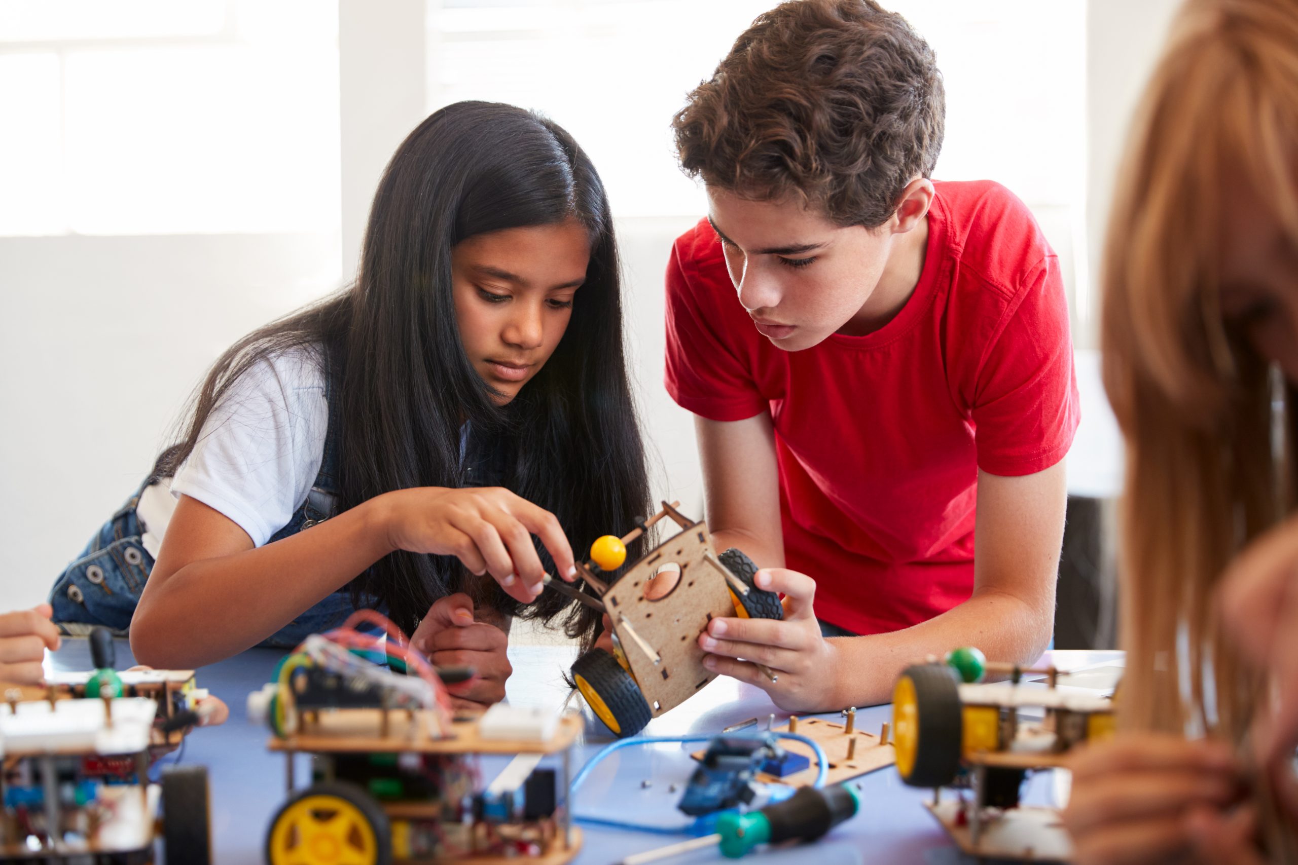 Two children in a coding club