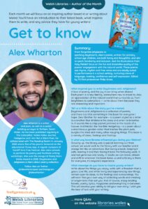 Poster featuring Author of the Month Alex Wharton