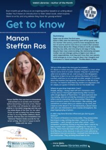 Get to know the Author poster for Manon Steffan Ros