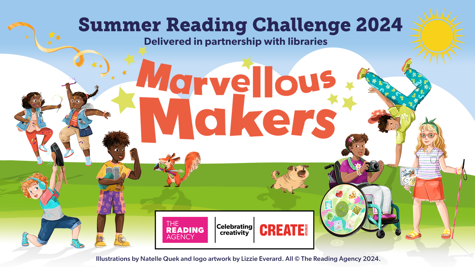 Summer Reading Challenge Banner featuring all the characters